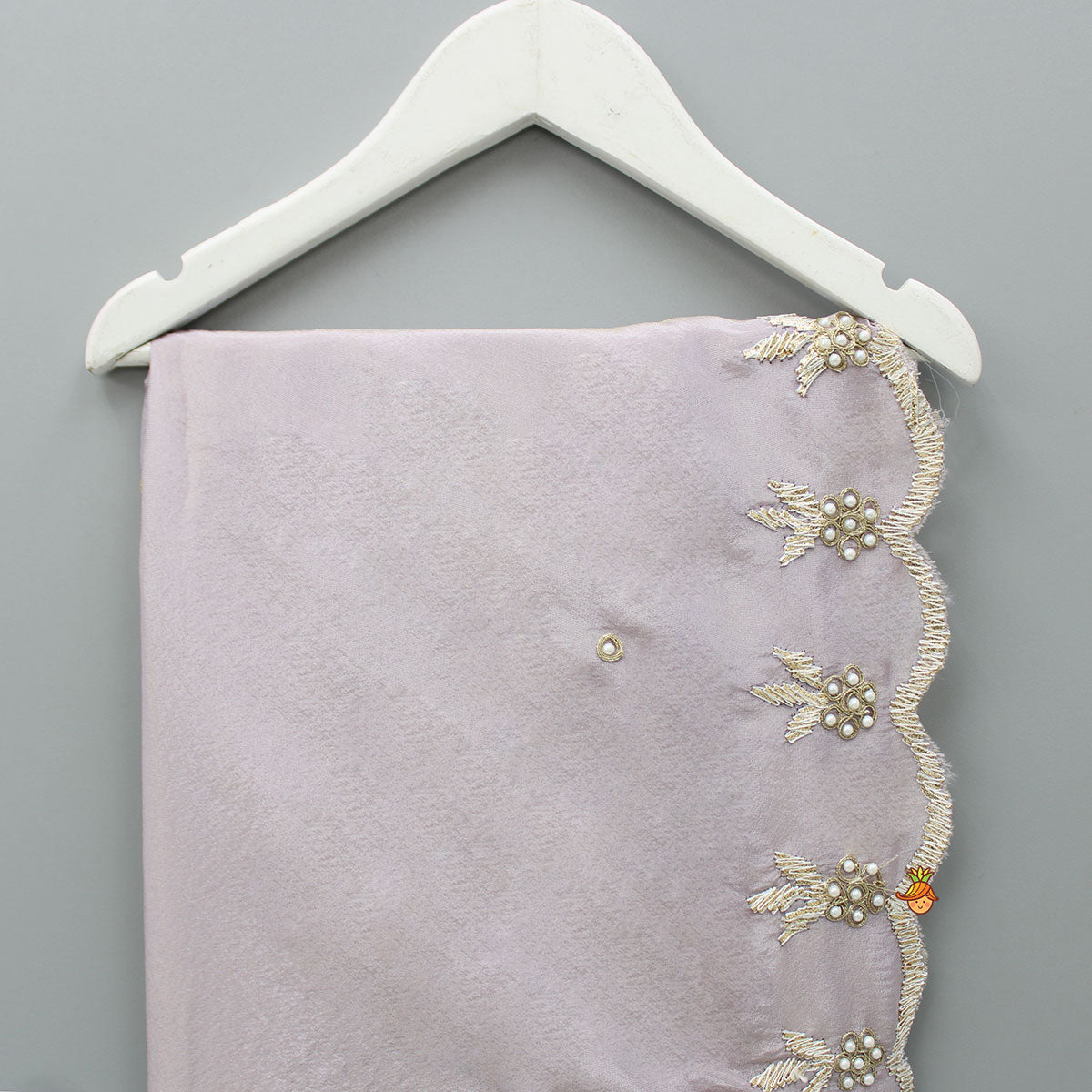 Lavender Embroidered Scalloped Dupatta