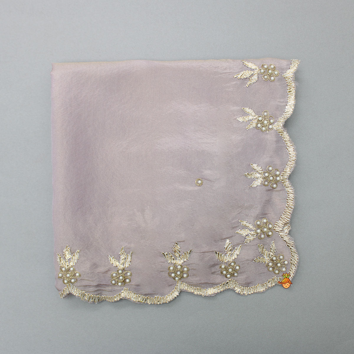 Lavender Embroidered Scalloped Dupatta