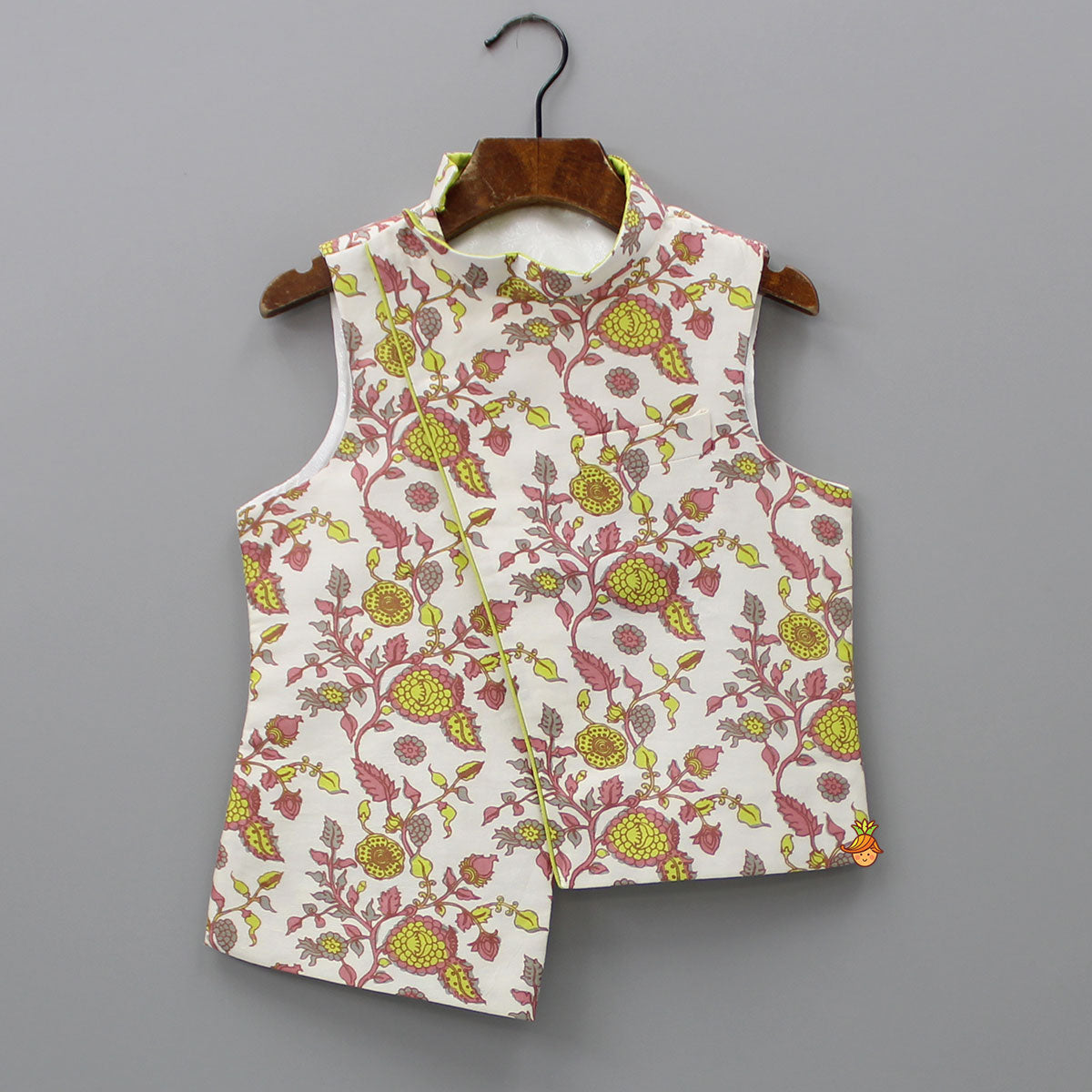 Pre Order: Floral Printed Kurta With Jacket And Pyjama