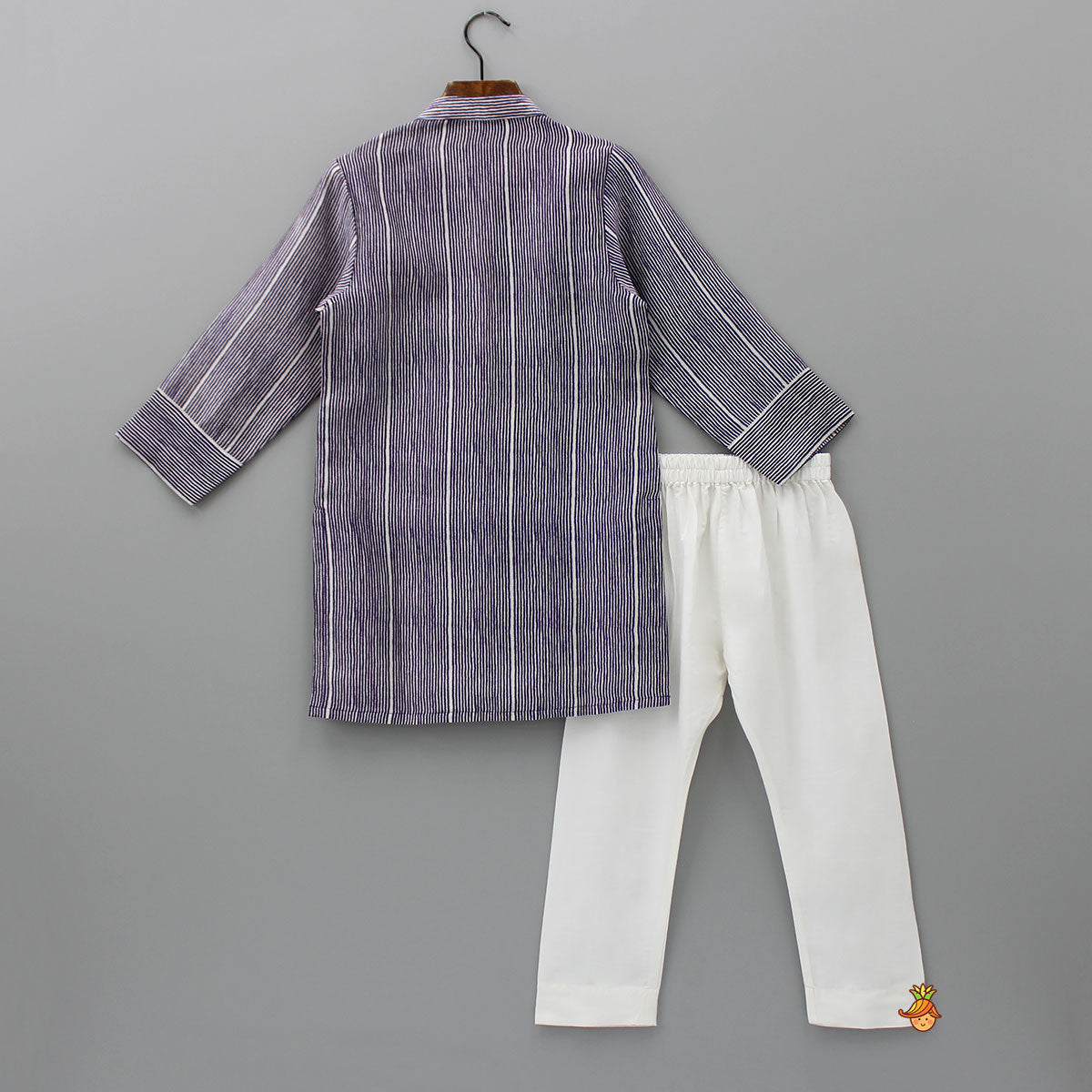 Pre Order: Purple Stripes Chanderi Kurta With Pyjama