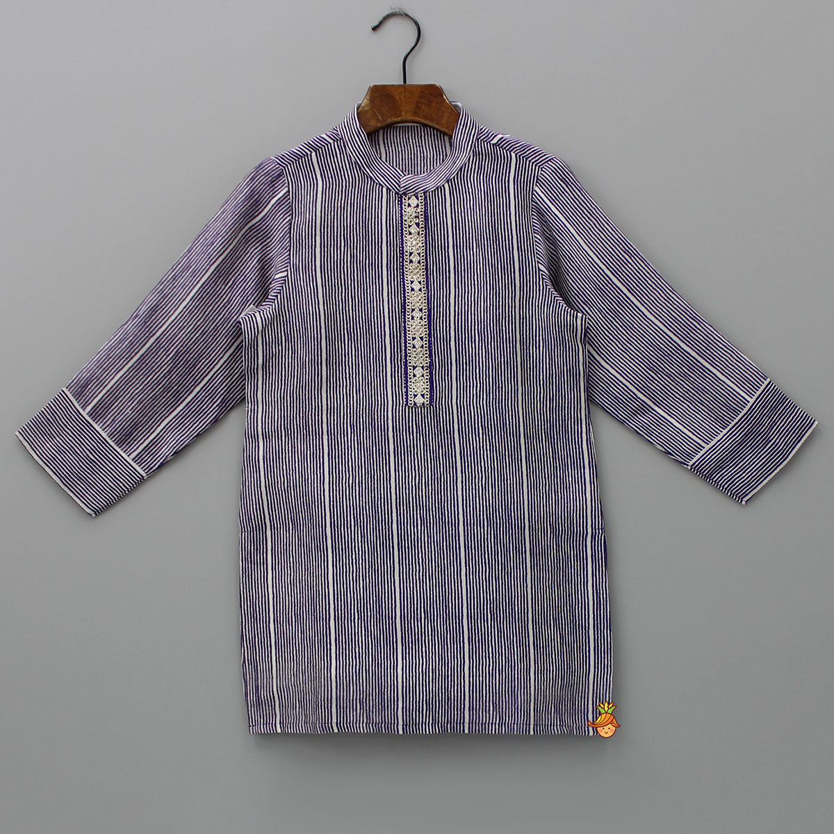 Pre Order: Purple Stripes Chanderi Kurta With Pyjama