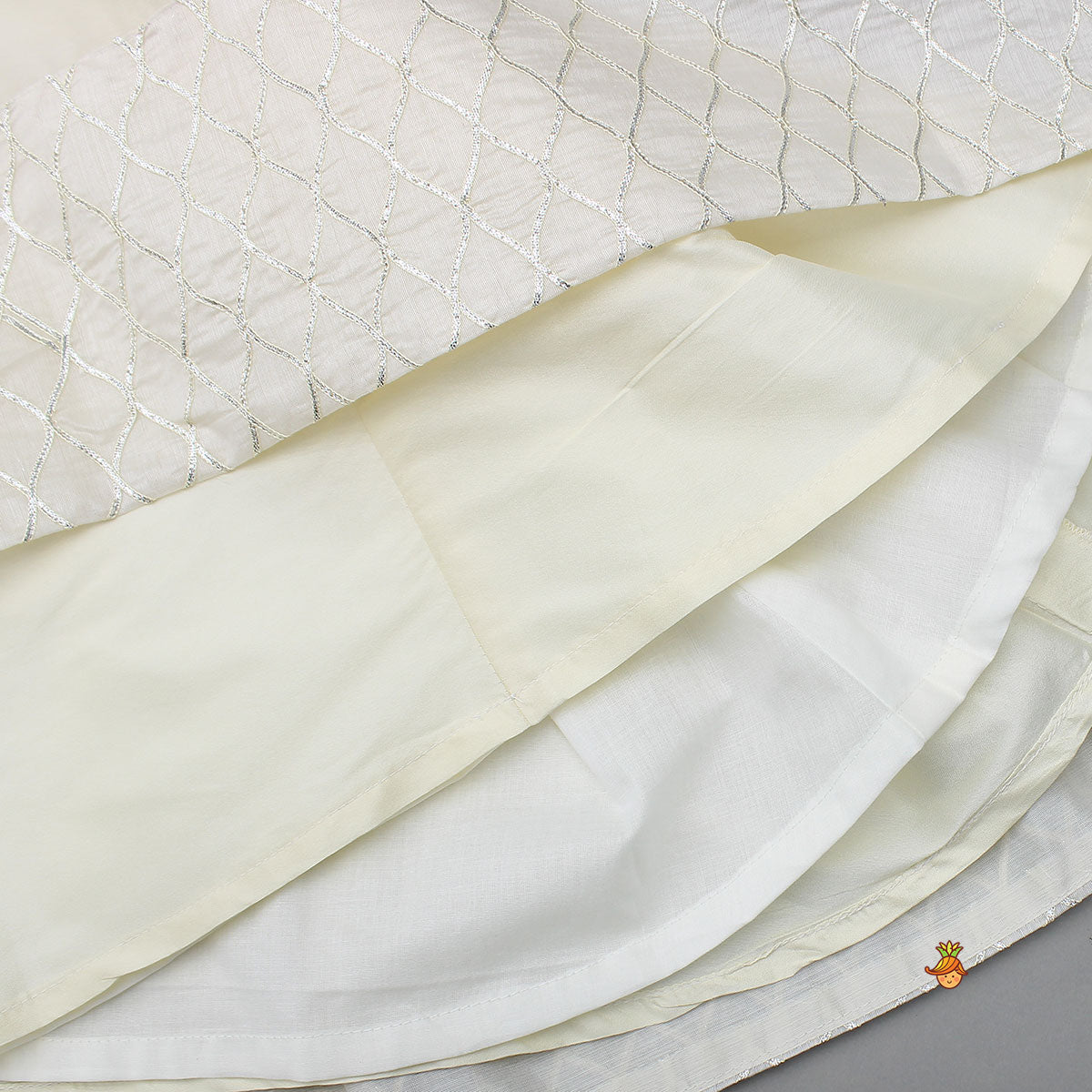 Pre Order: Gota Lace Detailed Top With Net Drapes And Lehenga