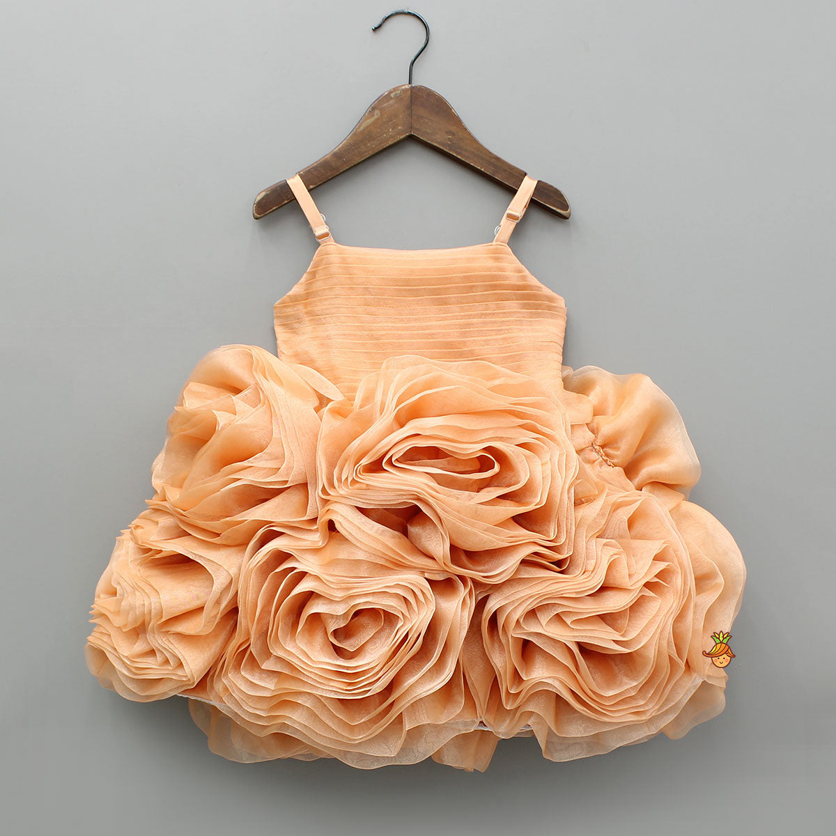 Pre Order: Pleated Yoke Organza Strappy Dress