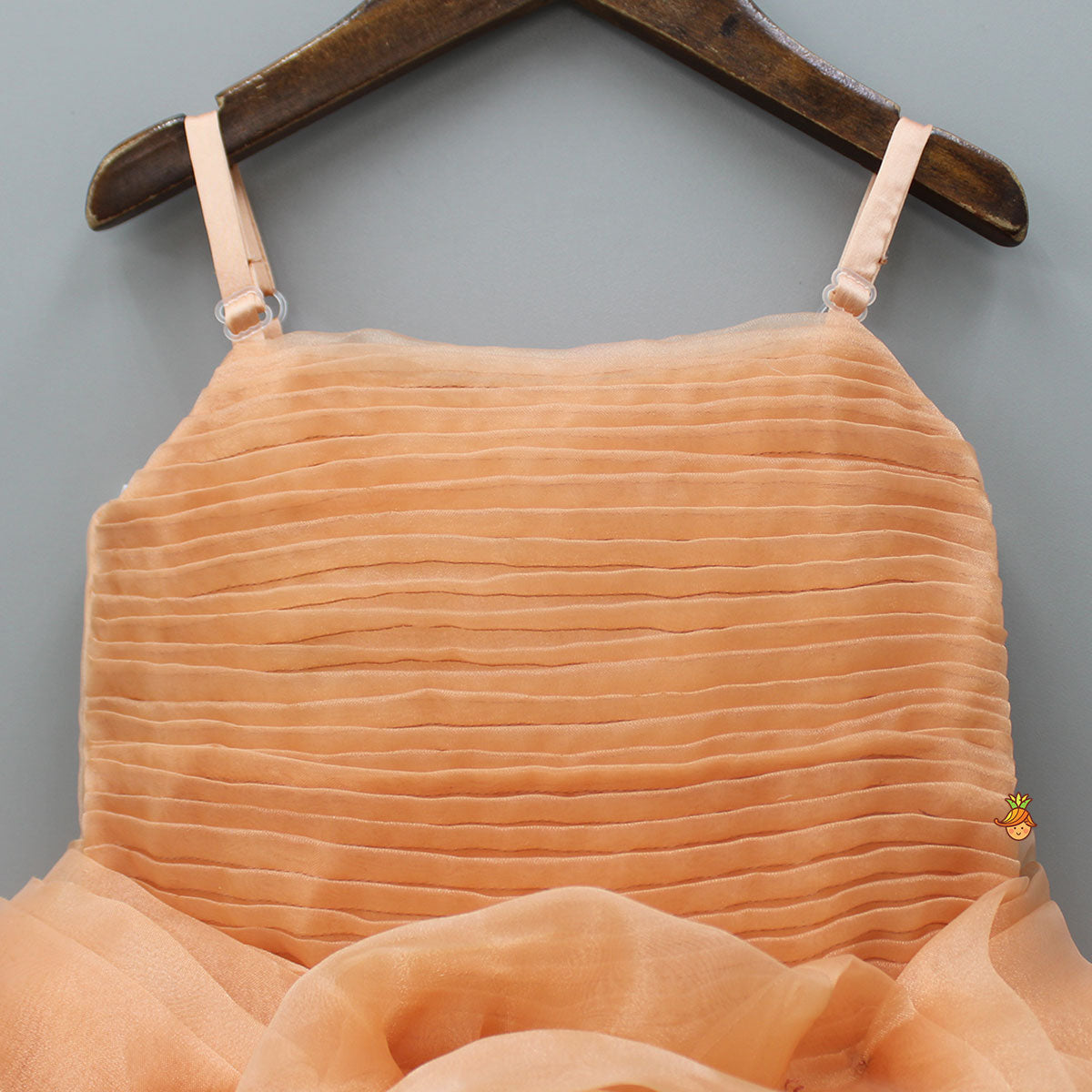 Pre Order: Pleated Yoke Organza Strappy Dress