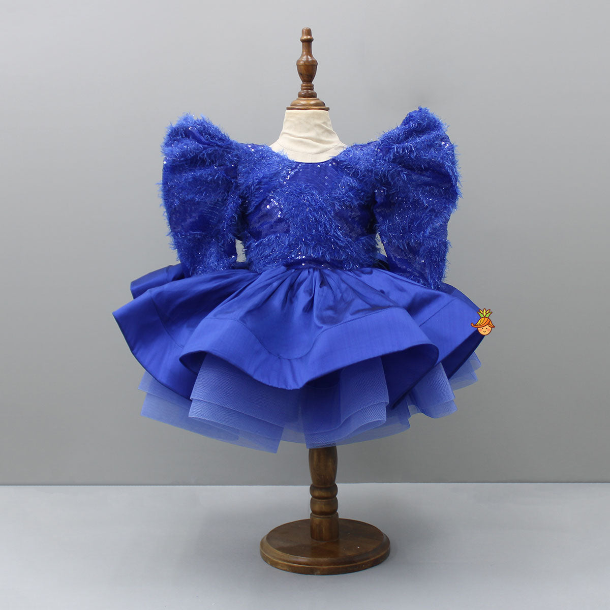 Pre Order: Blue Layered Dress And Detachable Bow With Matching Swirled Hair Clip