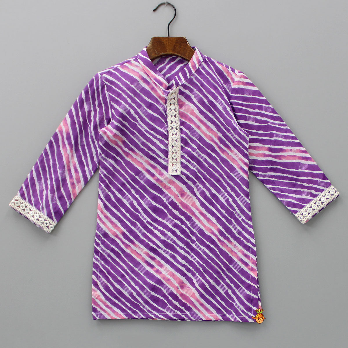 Pre Order: Leheriya Printed Purple Kurta With Pyjama