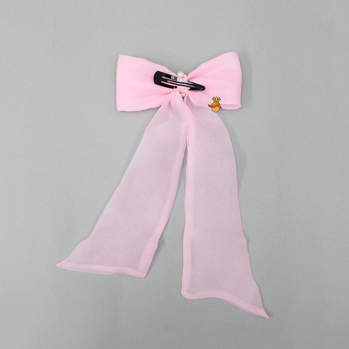 Long Tail Pink Bow Hair Clip