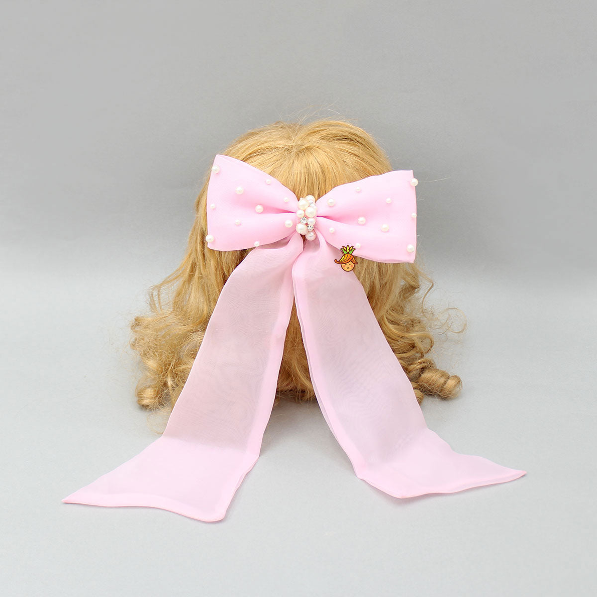 Long Tail Pink Bow Hair Clip