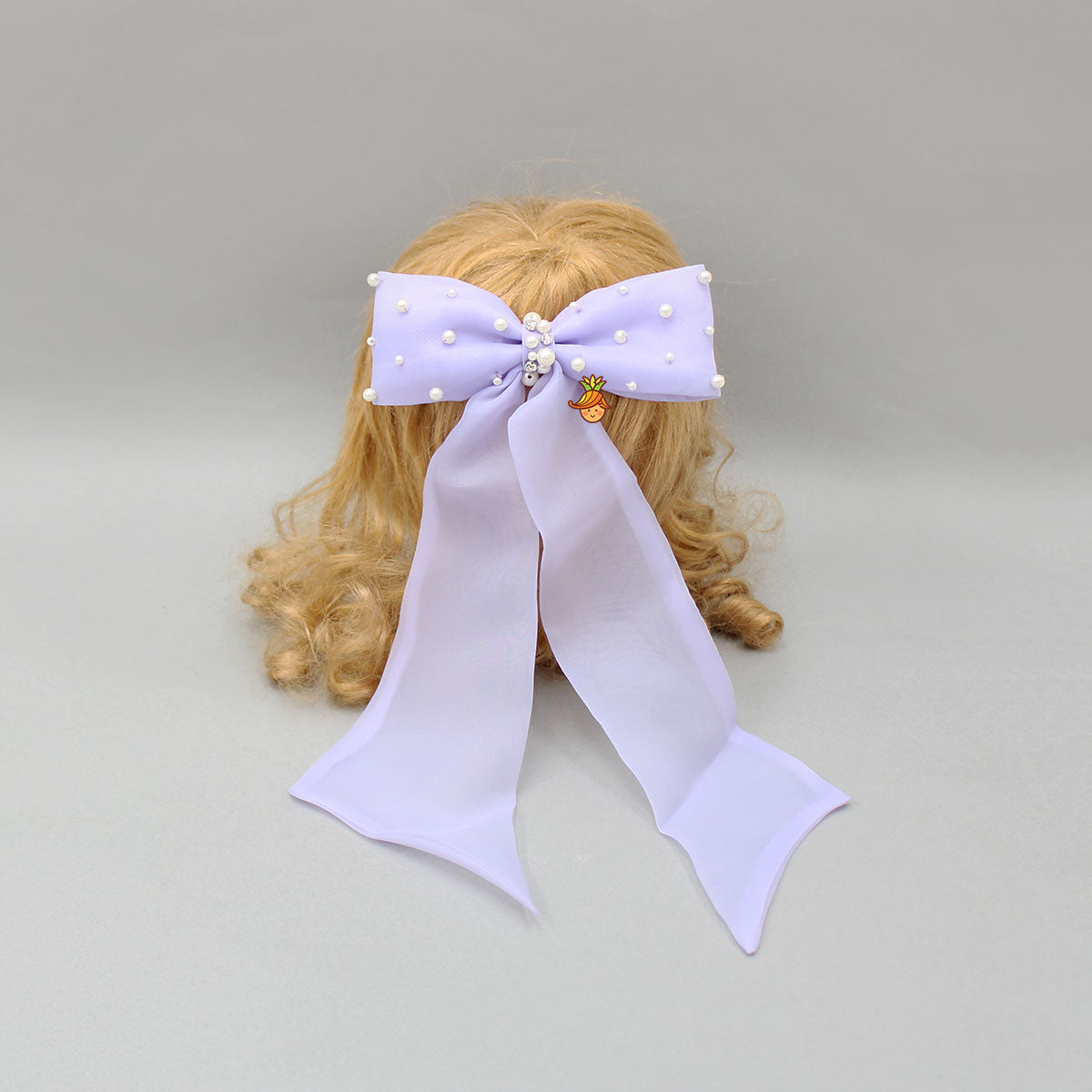 Long Tail Lavender Bow Hair Clip