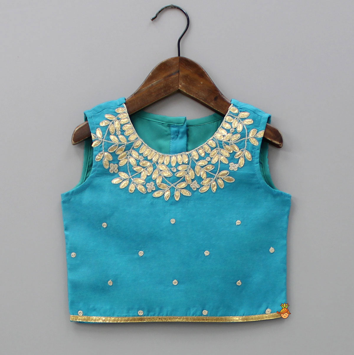 Blue Top And Floral Printed Lehenga With Net Dupatta