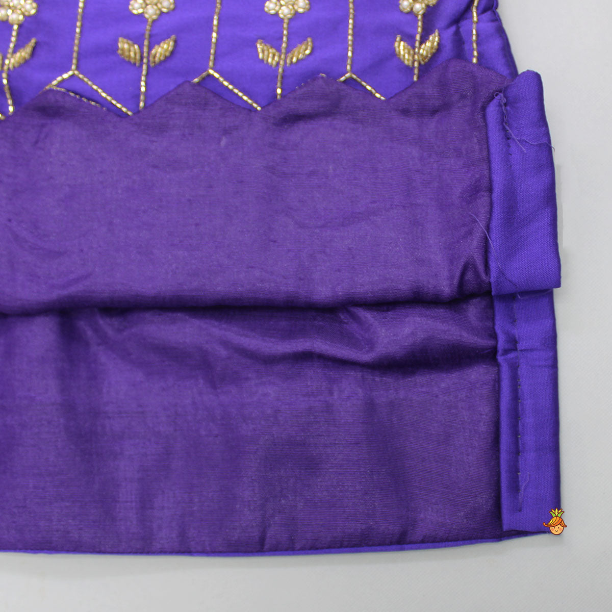 Pre Order: Purple Hand Embroidered Kurti With Sharara And Net Dupatta