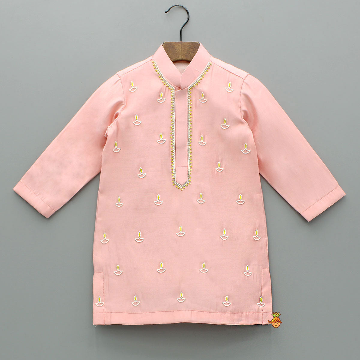 Pre Order: Diya Embroidered Peach Kurta And Churidar