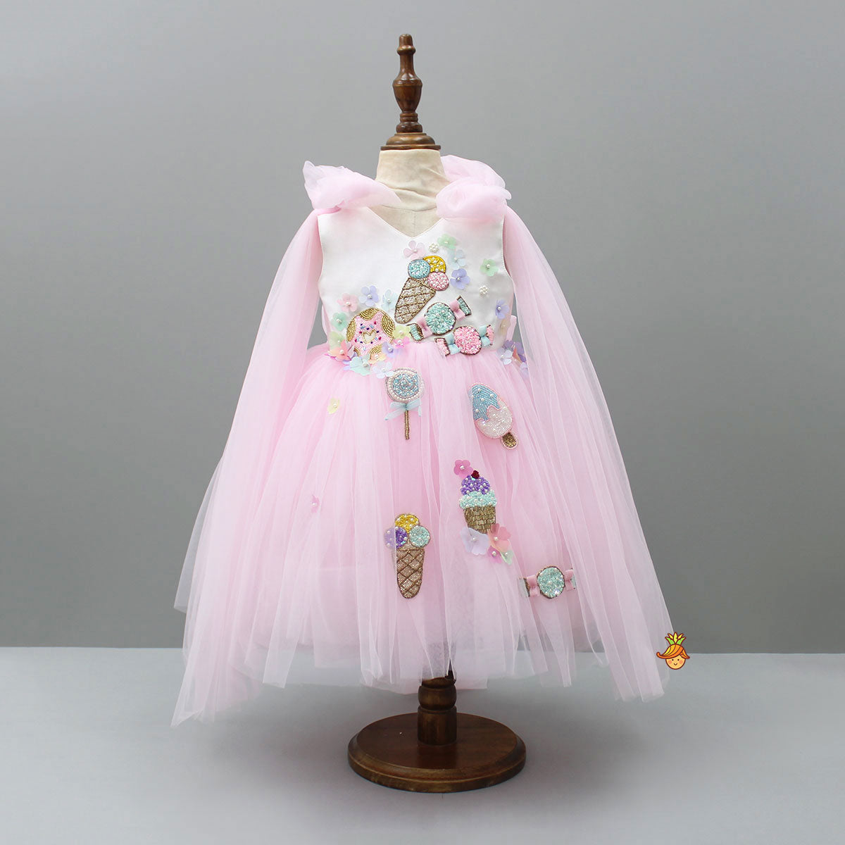 Pre Order: Candies Embroidered And Flowers Embellished Dress