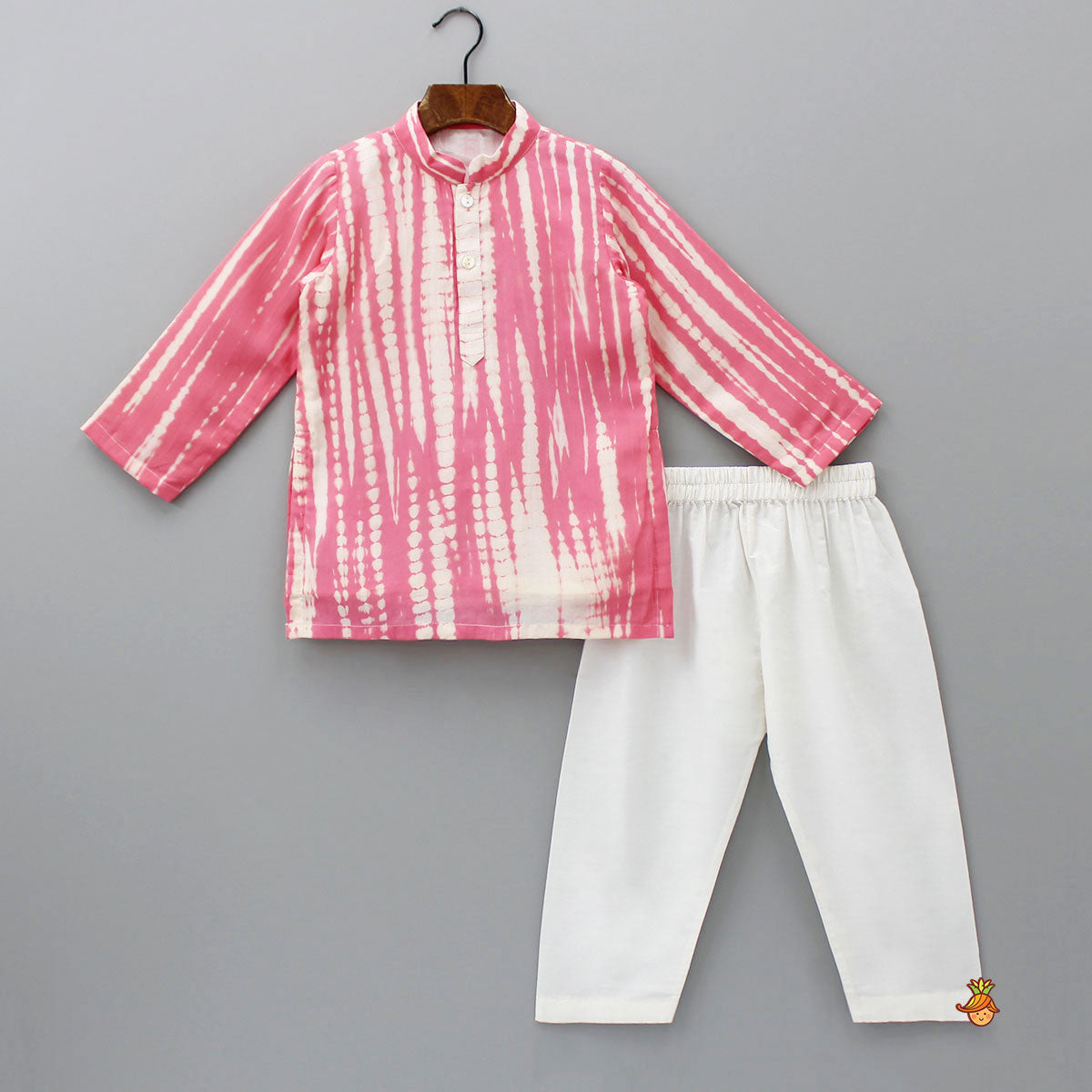 Pre Order: Shibori Printed Pink Kurta And Pyjama