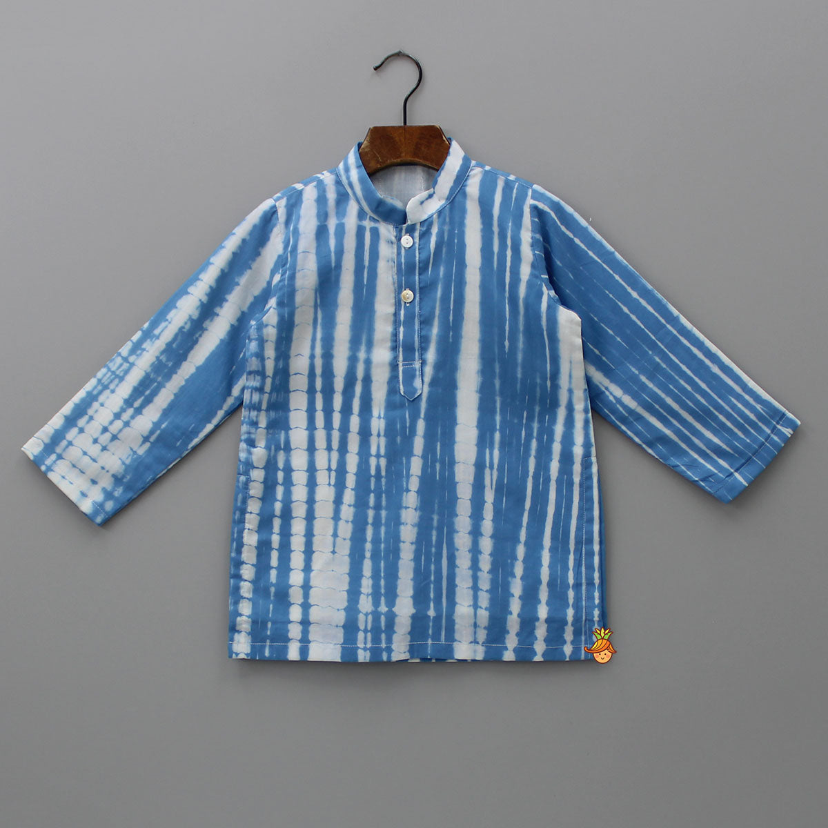 Pre Order: Shibori Printed Blue Kurta And Pyjama