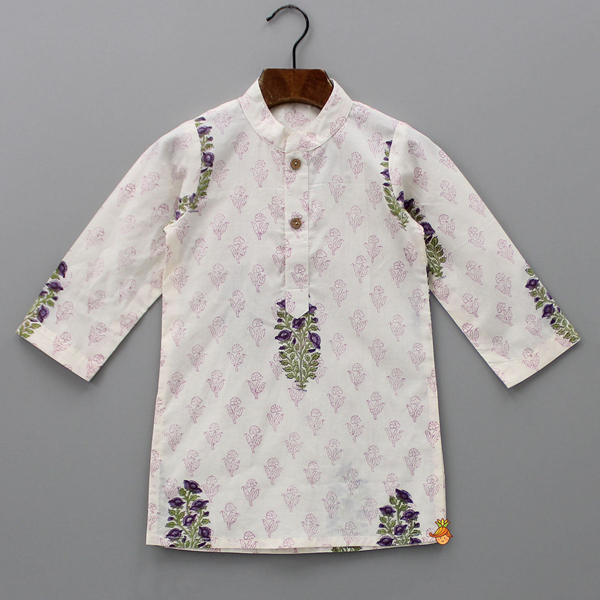 Pre Order: Floral Printed Kurta And Stylish Jacket With Dhoti