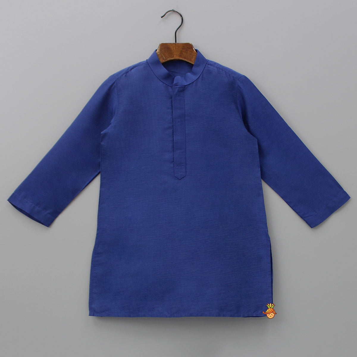 Pre Order: Blue Plain Kurta And Embroidered Jacket With Pyjama