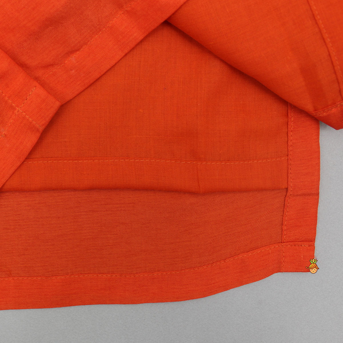 Pre Order: Embroidered Flap Orange Kurta And Pyjama