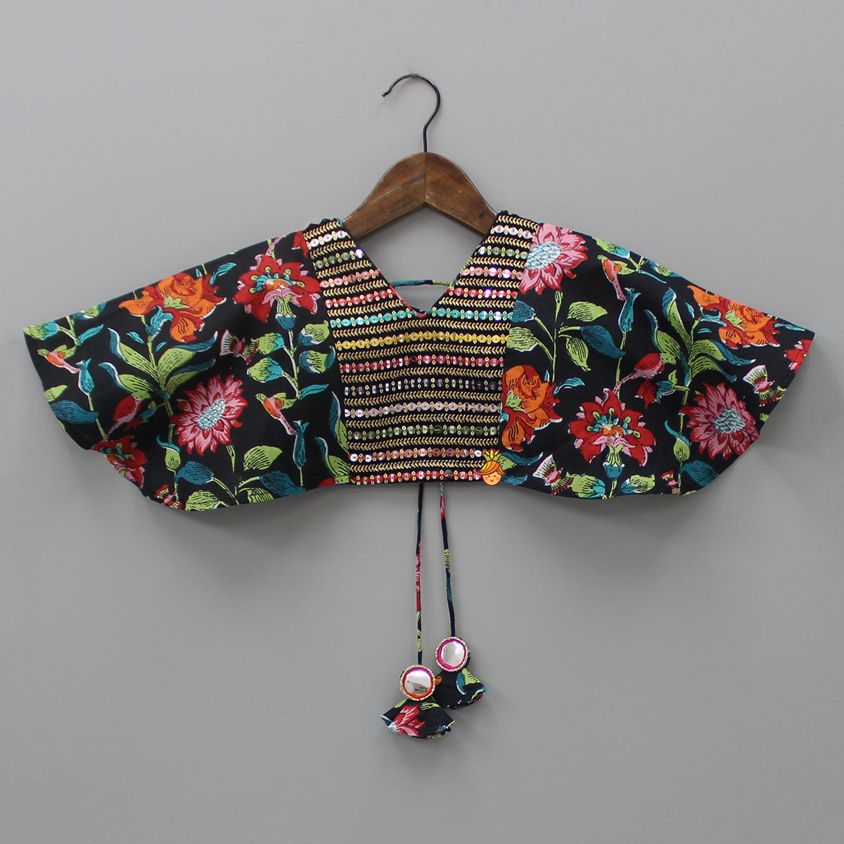 Pre Order: Floral Printed Top And Palazzo With Attached Potli