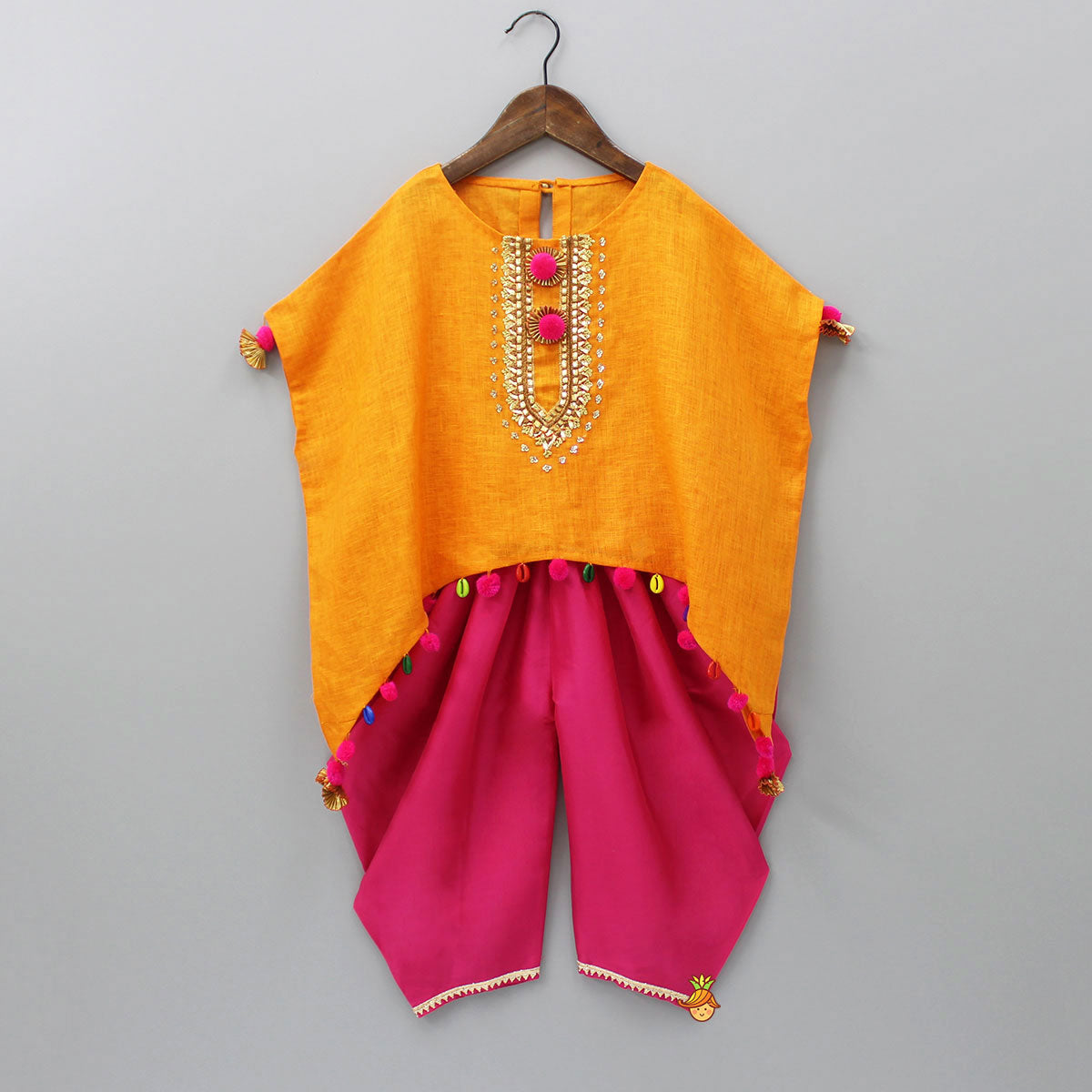 Pre Order: Orange Kaftan Top And Patiala