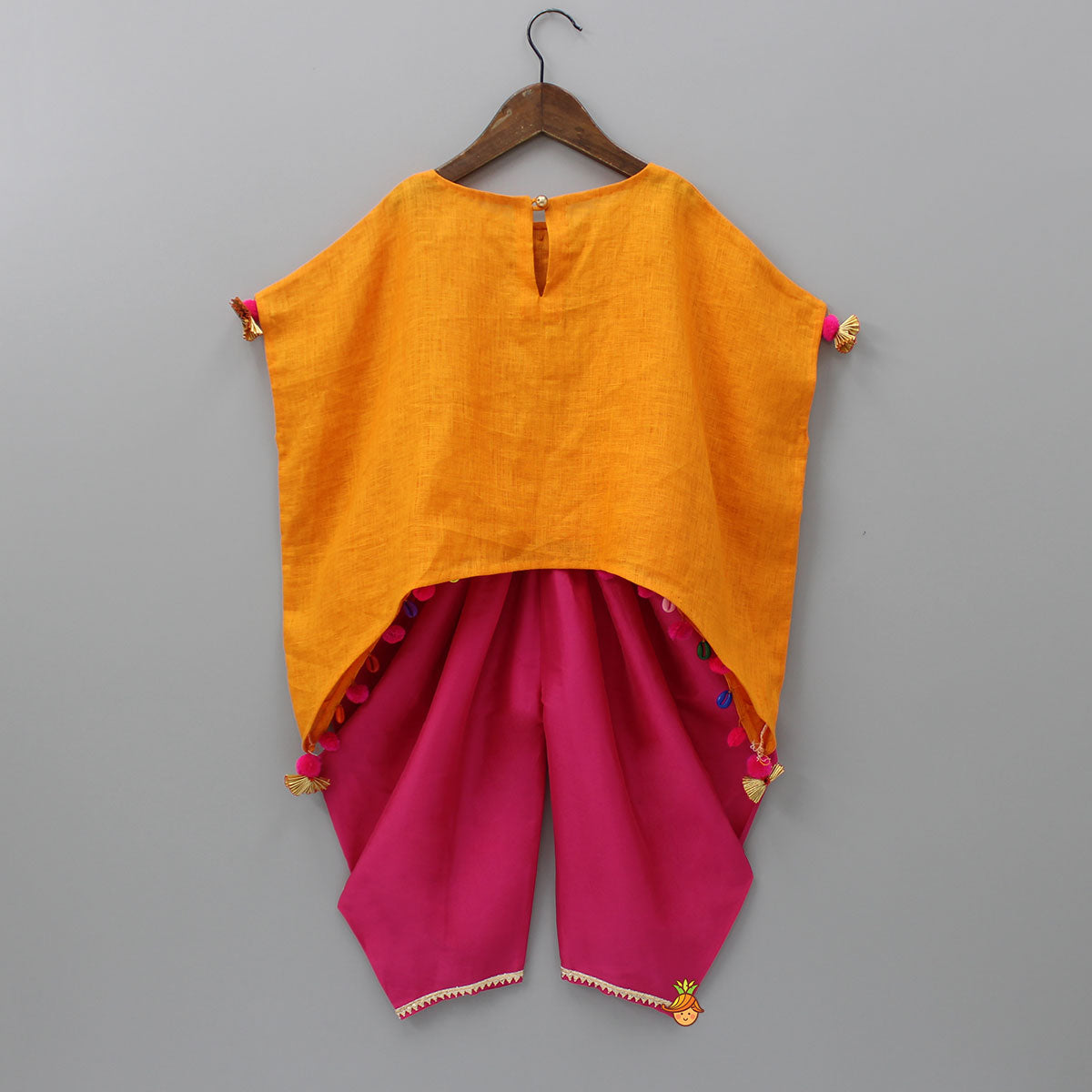 Pre Order: Orange Kaftan Top And Patiala