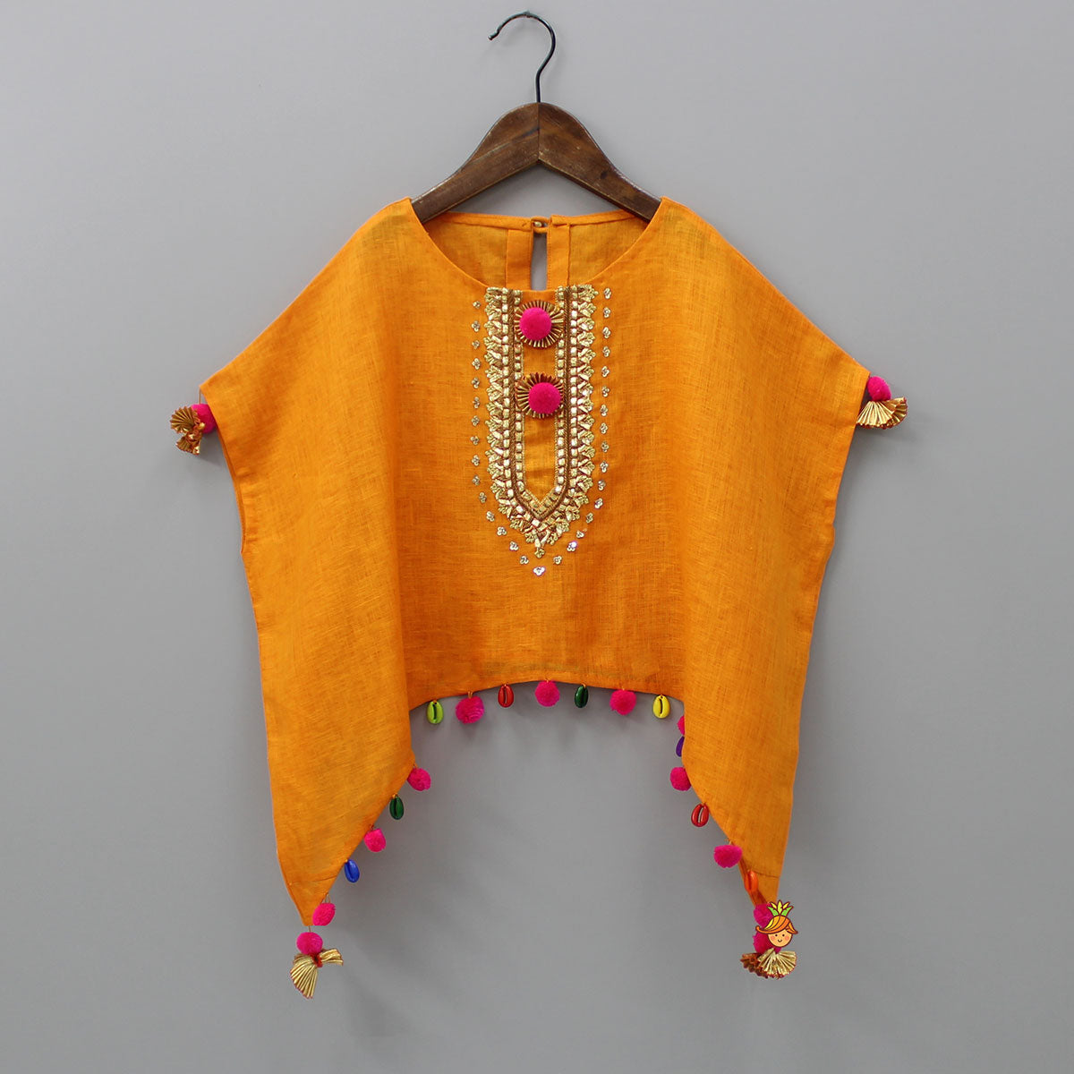 Pre Order: Orange Kaftan Top And Patiala