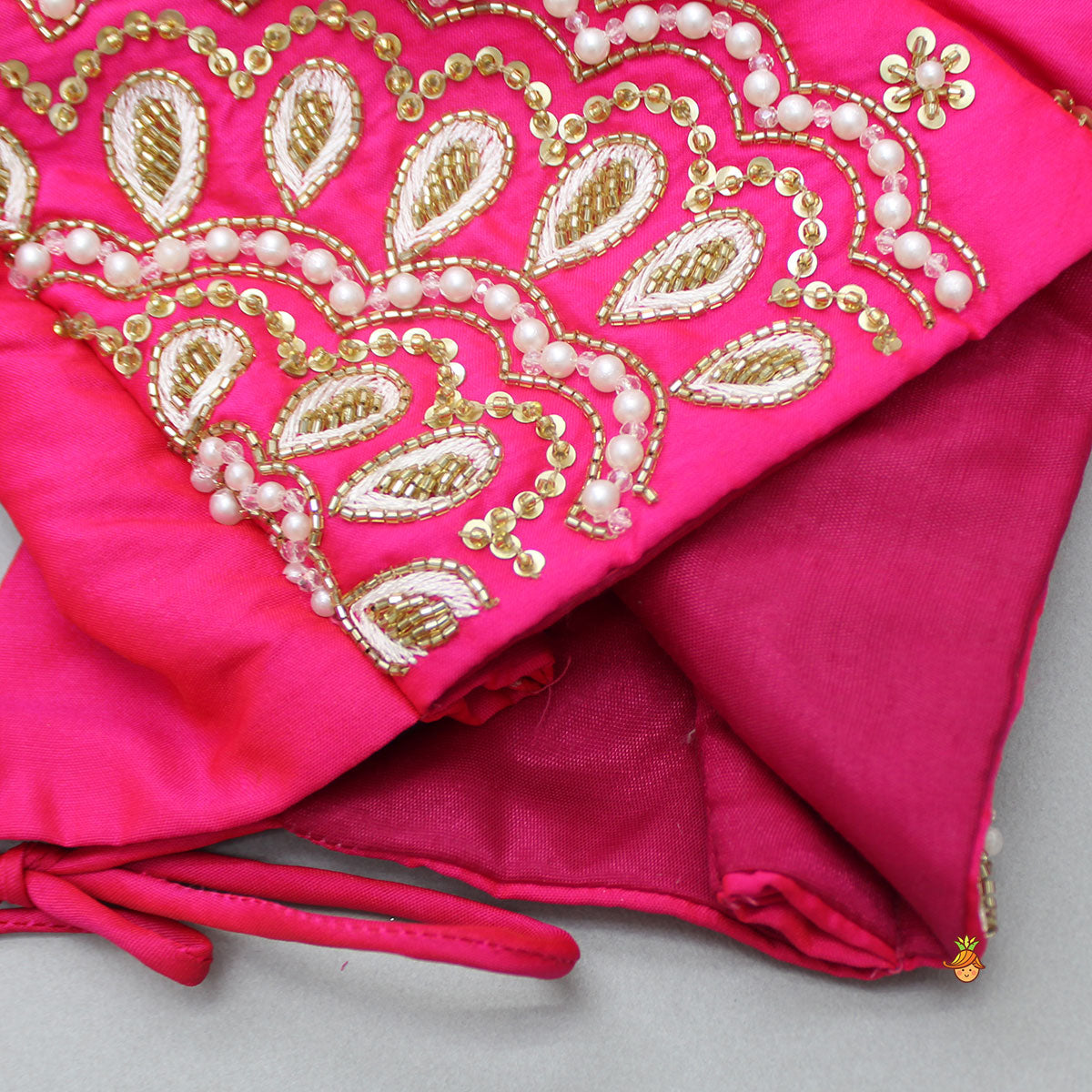 Pre Order: Embroidered Pink Top With Dual Tone Lehenga And Net Dupatta