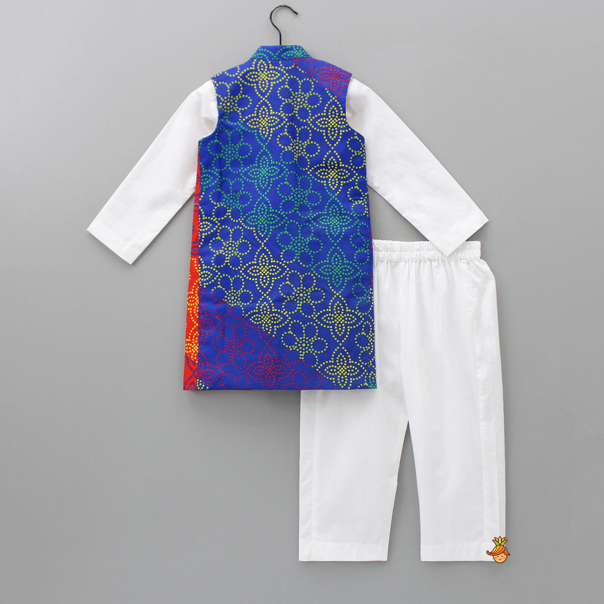 Pre Order: Kurta With Bandhani Printed Stylish Jacket And Pyjama