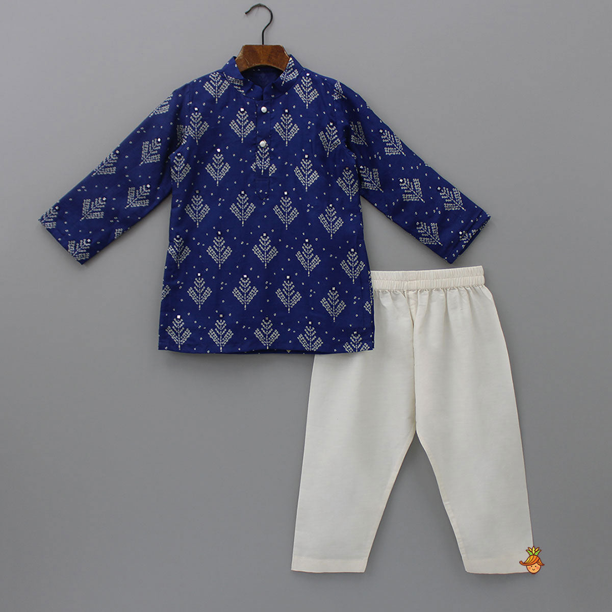 Pre Order: Printed Blue Kurta And Pyjama