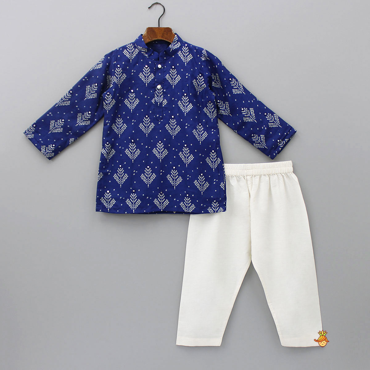 Pre Order: Printed Blue Kurta And Pyjama