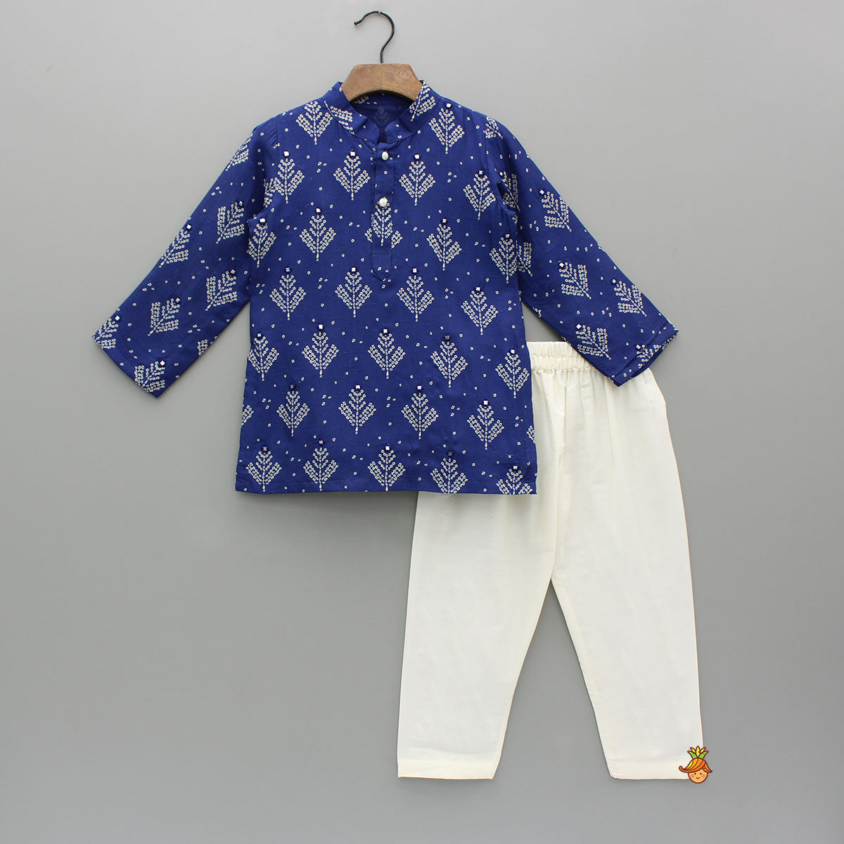 Pre Order: Printed Blue Kurta And Pyjama
