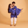 Printed Blue Kurta And Pyjama twinning model image 1