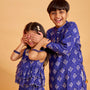 Printed Blue Kurta And Pyjama twinning model image 3