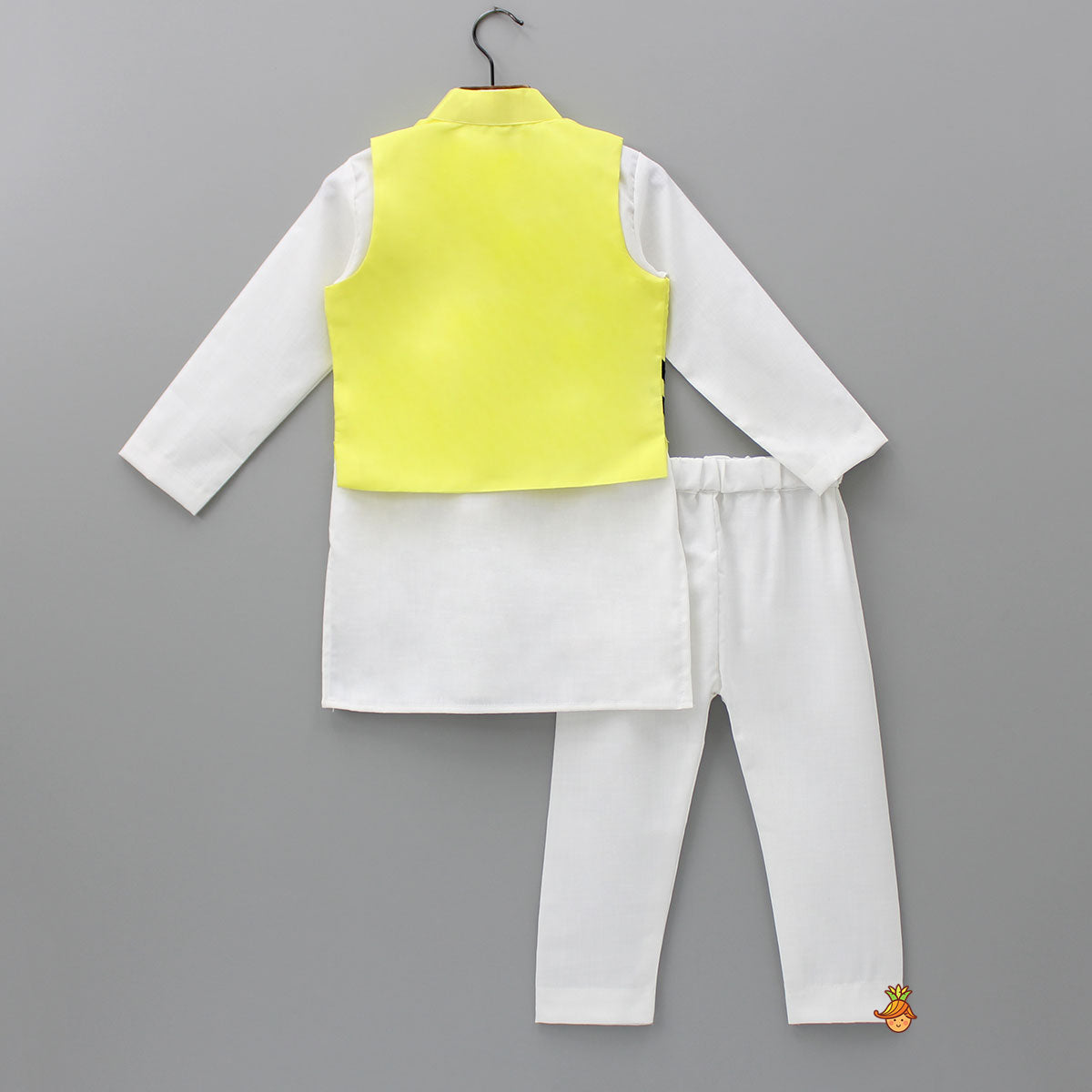 Pre Order: Kurta And Yellow Jacket With Pyjama