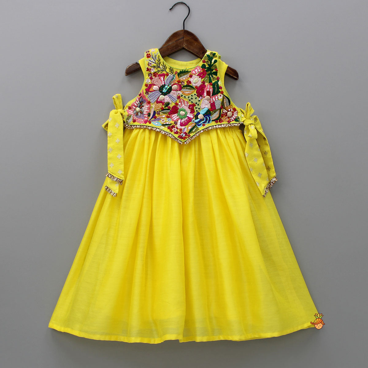 Pre Order: Yellow Kurti With Embroidered Top