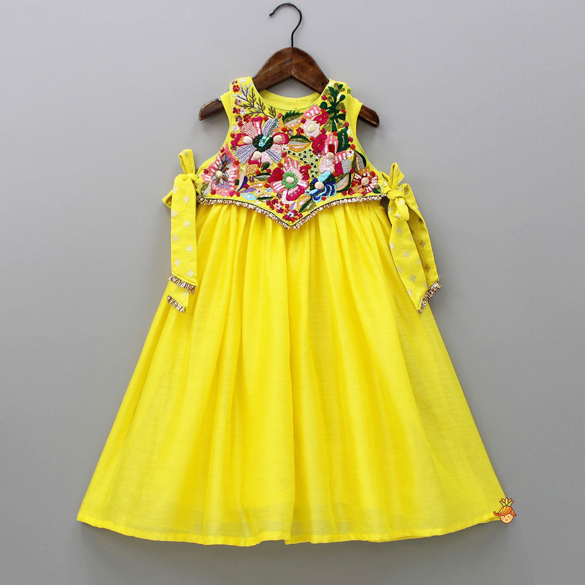 Pre Order: Yellow Kurti With Embroidered Top