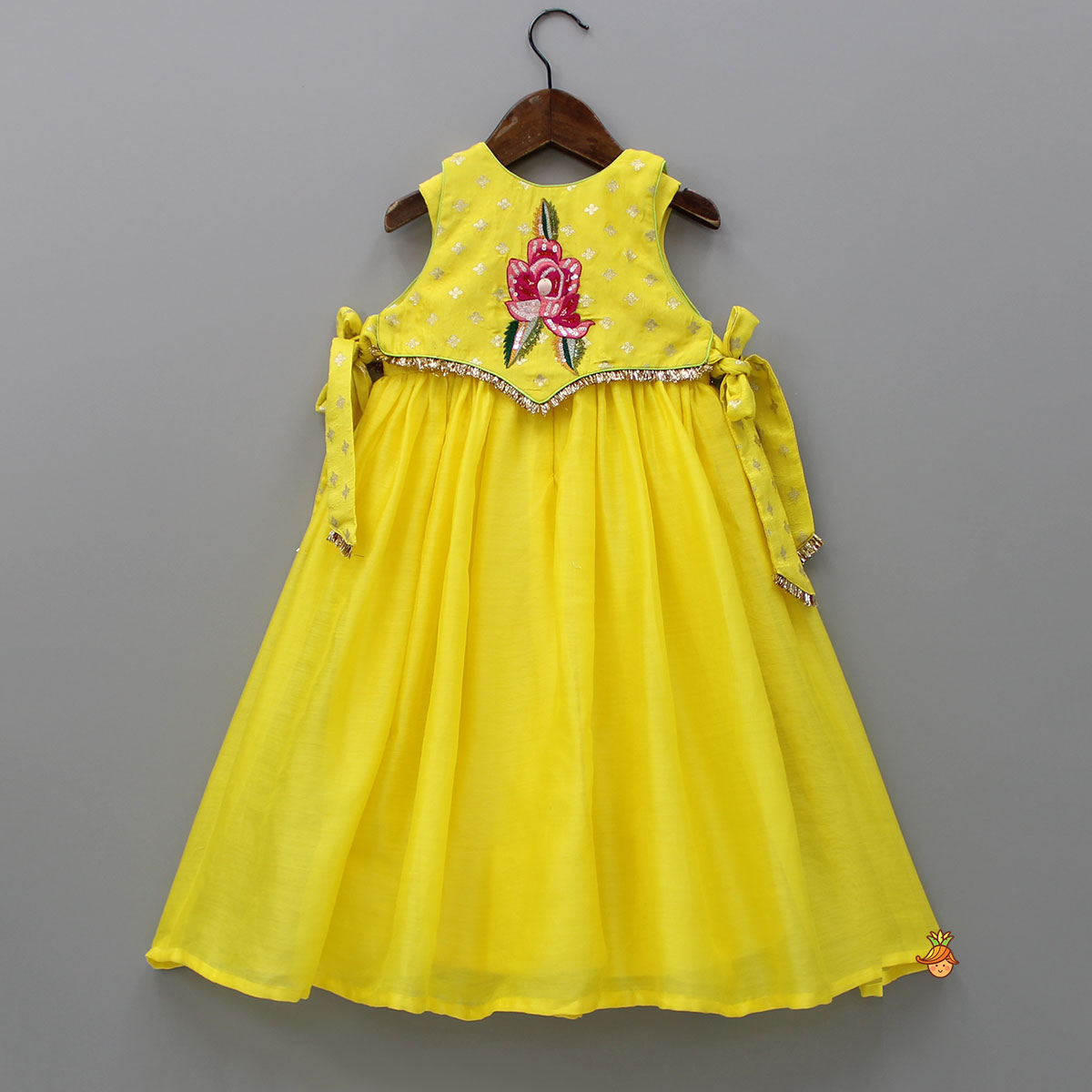 Pre Order: Yellow Kurti With Embroidered Top