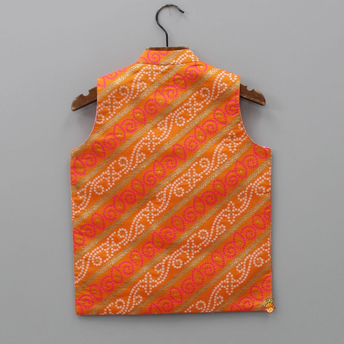 Pre Order: Orange Bandhani Printed Jacket