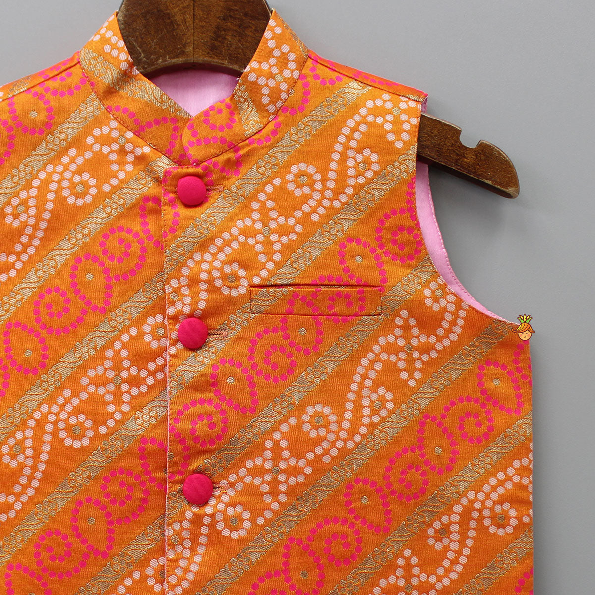 Pre Order: Orange Bandhani Printed Jacket