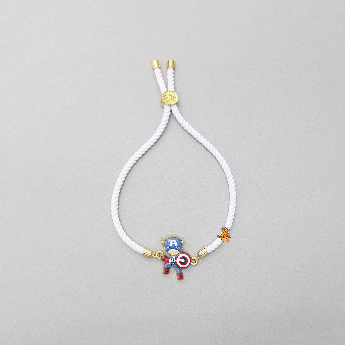 White Adjustable Rope String Rakhi With Cartoon Character Design