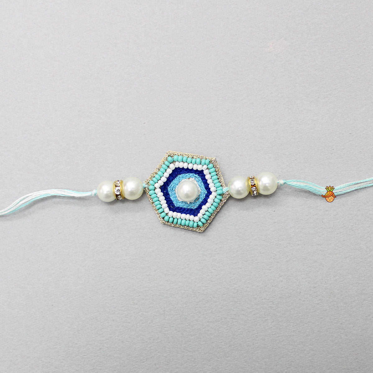 Blue Beaded Patch Rakhi