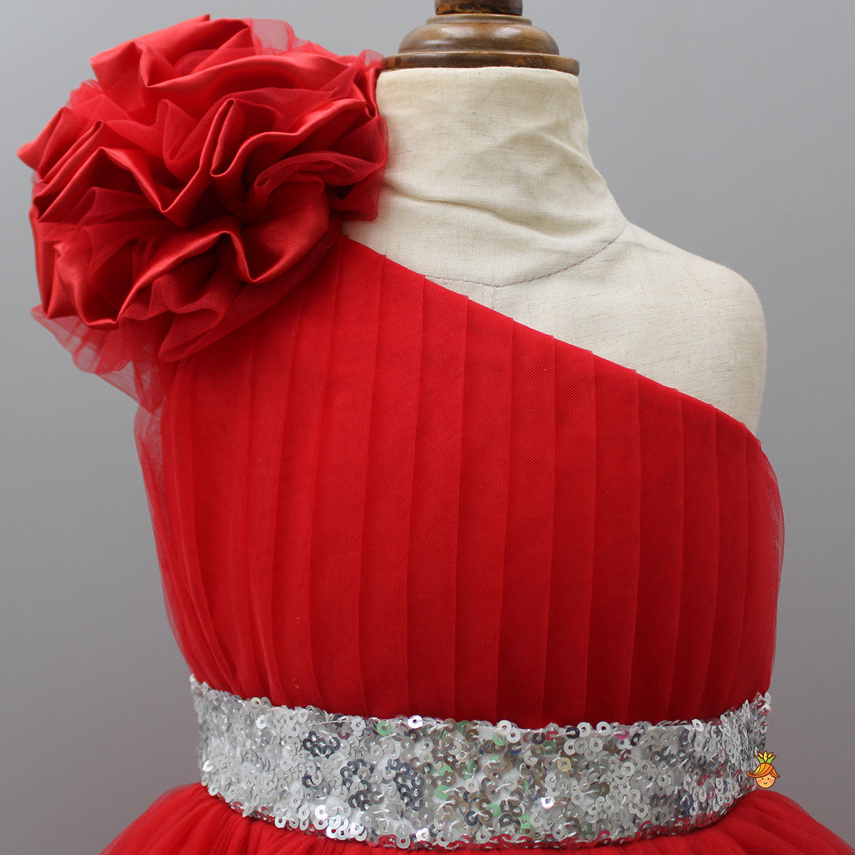 Pre Order: One Shoulder High Low Red Dress With Matching Hairclip And Detachable bow