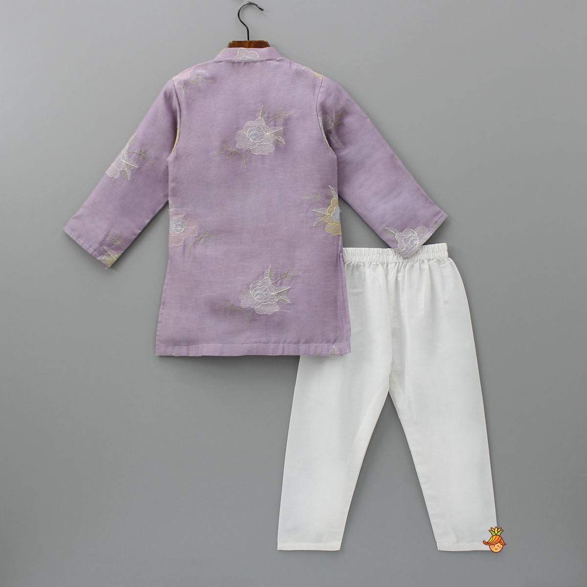 Pre Order: Embroidered Lavender Kurta With Pyjama