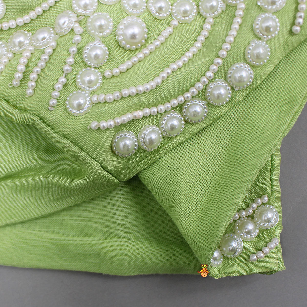 Pre Order: Embroidered Top Green And Brocade Lehenga