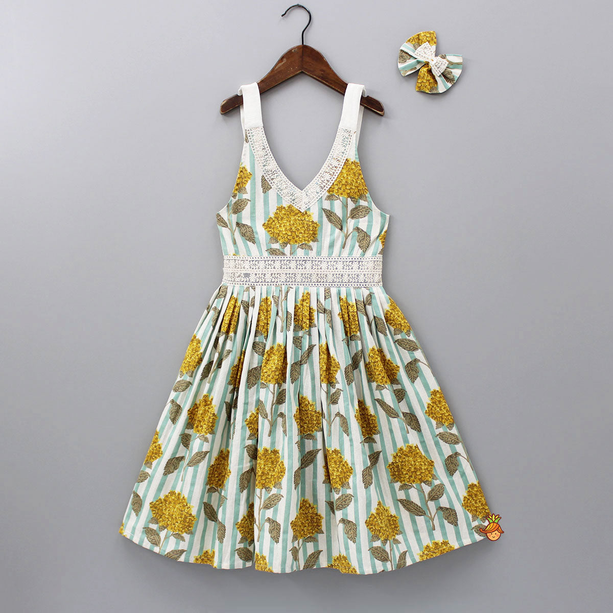 Pre Order: Floral Printed Halter Neck Dress With Matching Bowie Hairclip