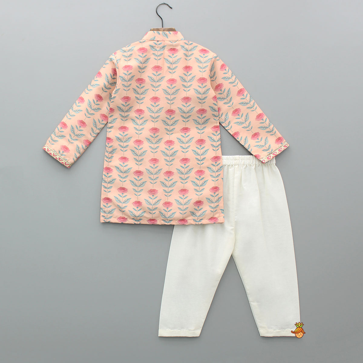 Pre Order: Peach Floral Printed Kurta With Pyjama