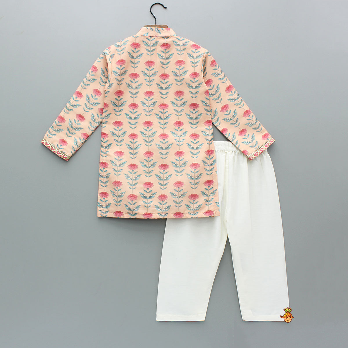 Pre Order: Peach Floral Printed Kurta With Pyjama