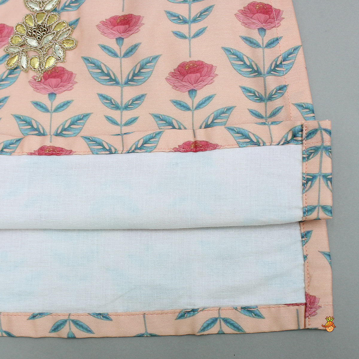 Pre Order: Peach Floral Printed Kurta With Pyjama