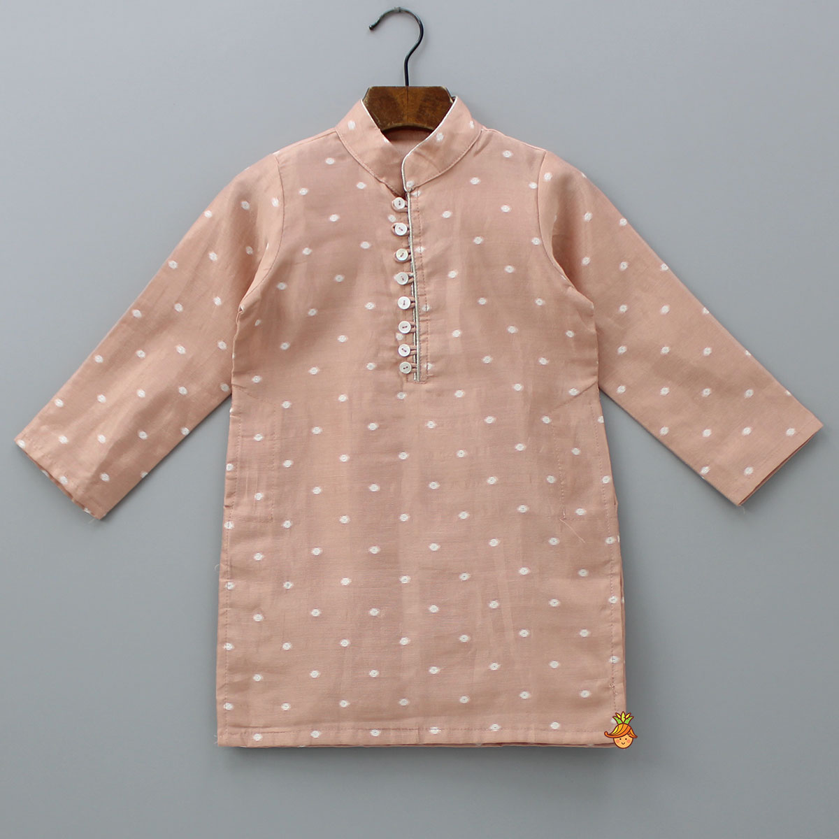 Pre Order: Butti Work Peach Kurta And Pyjama