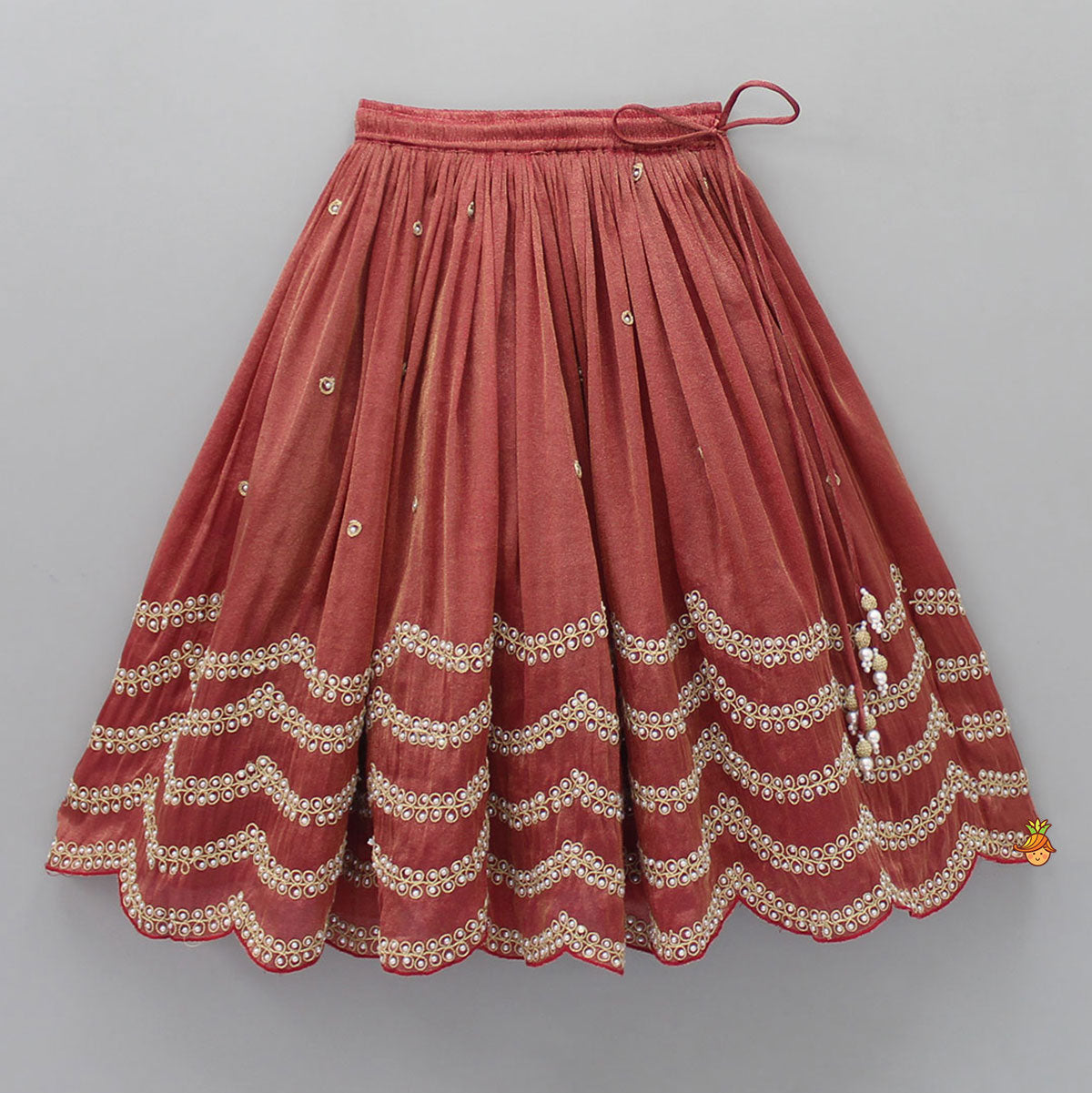 Pre Order: Thread Embroidered Top And Pleated Lehenga